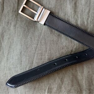 Black Leather Belt with Silver Buckle